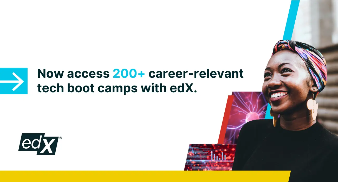 An edX advert announcing their tech focused boot camps.